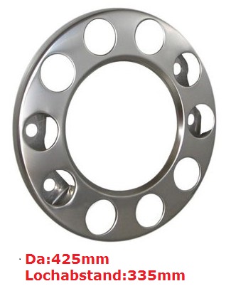 Anneau de recouvrement de boulon de roue 22,5&quot; 10 trous pour jante alu 32mm
